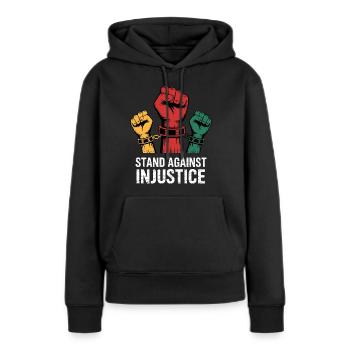 S’opposer à l’injustice pour les fiers - Sweat à capuche Premium bio Femme - noir - Devant - Julia (174cm)