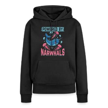Narwhal Chibi Kawaii - Frauen Premium Bio Hoodie - Schwarz - Vorne - Julia (174cm)