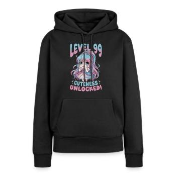 Anime Chibi Kawaii - Sweat à capuche Premium bio Femme - noir - Devant - Julia (174cm)