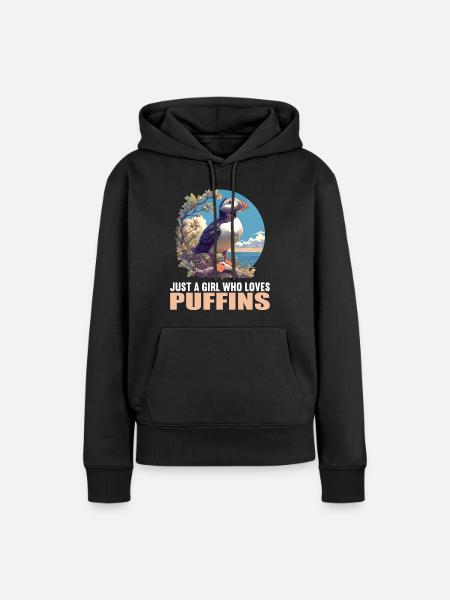 Papageientaucher - Frauen Premium Bio Hoodie - Schwarz