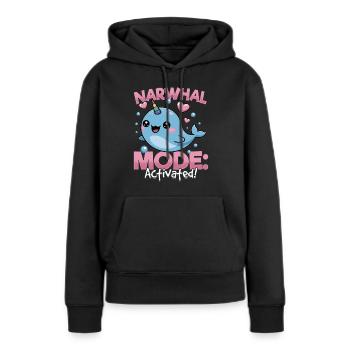 Narval Chibi Kawaii - Sweat à capuche Premium bio Femme - noir - Devant - Julia (174cm)
