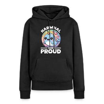Narval Chibi Kawaii - Sweat à capuche Premium bio Femme - noir - Devant - Julia (174cm)