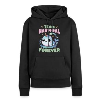 Narwhal Chibi Kawaii - Frauen Premium Bio Hoodie - Schwarz - Vorne - Julia (174cm)