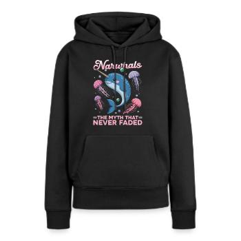 Narval Chibi Kawaii - Sweat à capuche Premium bio Femme - noir - Devant - Julia (174cm)