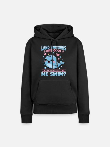 Narwhal Chibi Kawaii - Frauen Premium Bio Hoodie - Schwarz