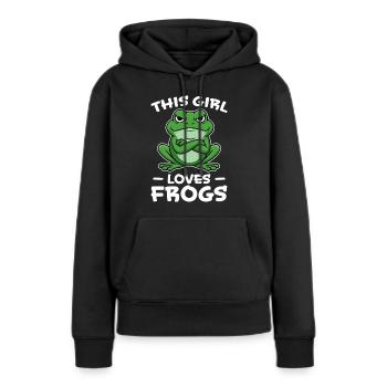 Frosch Spruch Mädchen Lustiges Frösche Geschenk - Frauen Premium Bio Hoodie - Schwarz - Vorne - Julia (174cm)