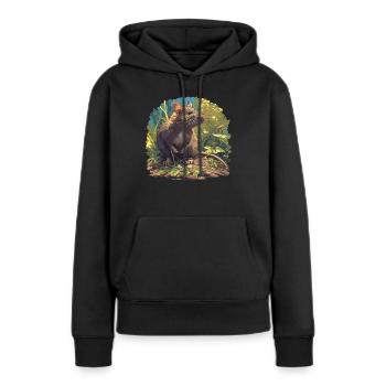 Rat Rat - Sweat à capuche Premium bio Femme - noir - Devant - Julia (174cm)
