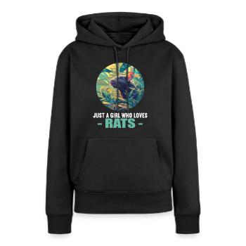 Rat Rat - Sweat à capuche Premium bio Femme - noir - Devant - Julia (174cm)