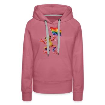 Frosch - Frauen Premium Bio Hoodie - Malve - Vorne - Isabella (175cm)