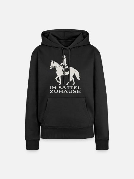 Im Sattel Zuhause - Frauen Premium Bio Hoodie - Schwarz
