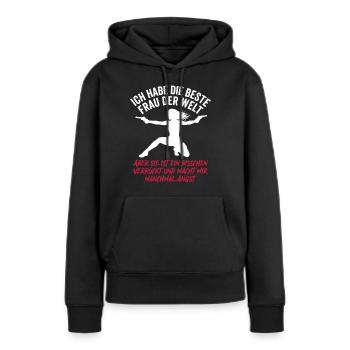 Beste Frau der Welt Verrückt Ehemann Spruch - Frauen Premium Bio Hoodie - Schwarz - Vorne - Julia (174cm)