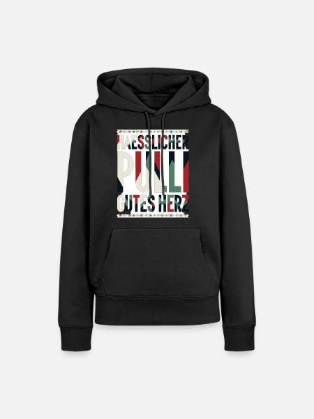 Hässlicher Pulli, gutes Herz - Frauen Premium Bio Hoodie - Schwarz