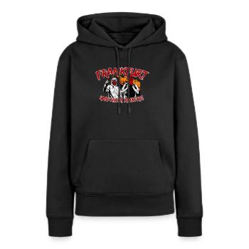 Frankfurt und nicht anders UPDATE - Frauen Premium Bio Hoodie - Schwarz - Vorne - Julia (174cm)