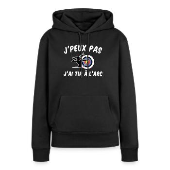 J'Peux Pas J'ai Tir à l'Arc Cadeau Archer Femme - Sweat à capuche Premium bio Femme - noir - Devant - Julia (174cm)