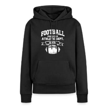 Miami Football Eigentum der Athletic Dept - Frauen Premium Bio Hoodie - Schwarz - Vorne - Julia (174cm)