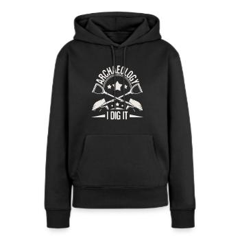 Archéologie Je le creuse - Archéologue Archéologue - Sweat à capuche Premium bio Femme - noir - Devant - Julia (174cm)