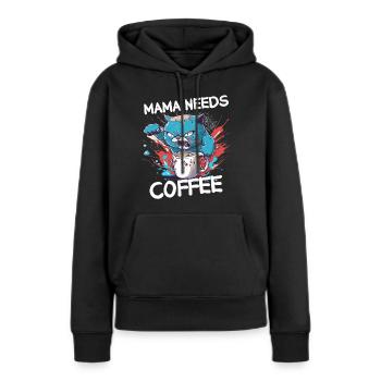Mama Kaffee Katze Lustig Spruch Geschenk Mutter - Frauen Premium Bio Hoodie - Schwarz - Vorne - Julia (174cm)