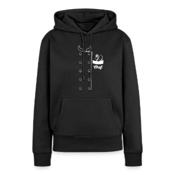 Chefs Veste Funny Faux Uniforme pour la cuisine - Sweat à capuche Premium bio Femme - noir - Devant - Julia (174cm)