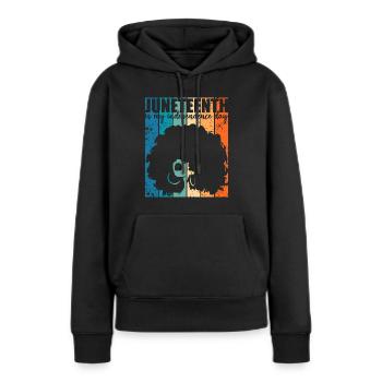 Juneteenth My Independence Day Retro Afro Women - Sweat à capuche Premium bio Femme - noir - Devant - Julia (174cm)