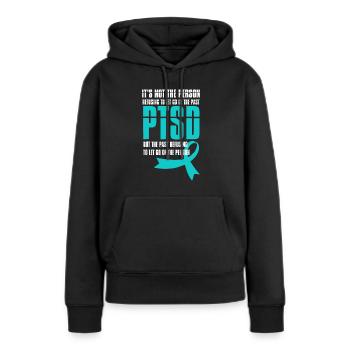 PTBS-Bewusstseinsmonat Loslassen Sie Veteranen unterstützen - Frauen Premium Bio Hoodie - Schwarz - Vorne - Julia (174cm)