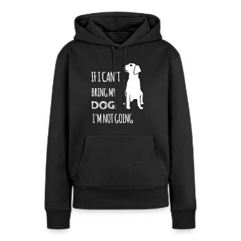 Si je ne peux pas amener mon chien, je n’y vais pas - Sweat à capuche Premium bio Femme - noir - Devant - Julia (174cm)
