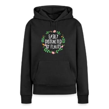 Mignon facilement distrait par les plantes Cadeau de jardinage - Sweat à capuche Premium bio Femme - noir - Devant - Julia (174cm)