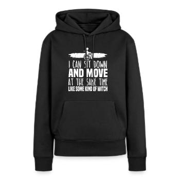 Ich kann mich hinsetzen und mich gleichzeitig bewegen - Frauen Premium Bio Hoodie - Schwarz - Vorne - Julia (174cm)