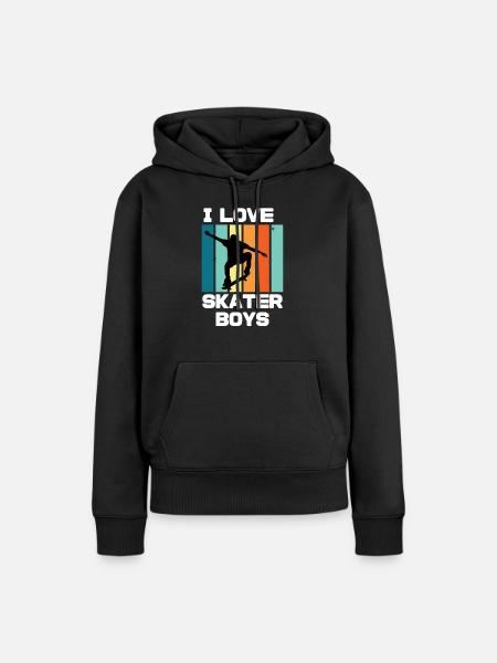 Ich liebe Skater Boys - Frauen Premium Bio Hoodie - Schwarz