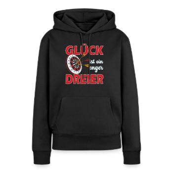 Glück ist ein enger Dreier - Frauen Premium Bio Hoodie - Schwarz - Vorne - Julia (174cm)