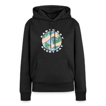 Jour de la Terre tous les jours - Sweat à capuche Premium bio Femme - noir - Devant - Julia (174cm)