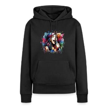 Mädchen, die gerne singen - Frauen Premium Bio Hoodie - Schwarz - Vorne - Julia (174cm)