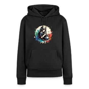 Fille qui aime la poterie - Sweat à capuche Premium bio Femme - noir - Devant - Julia (174cm)