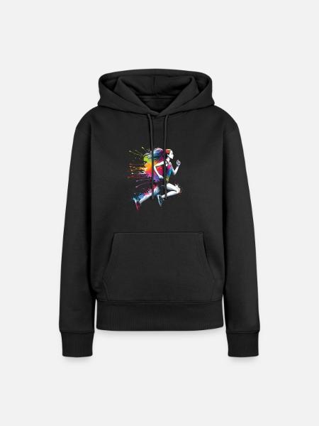 Mädchen, die gerne laufen - Frauen Premium Bio Hoodie - Schwarz
