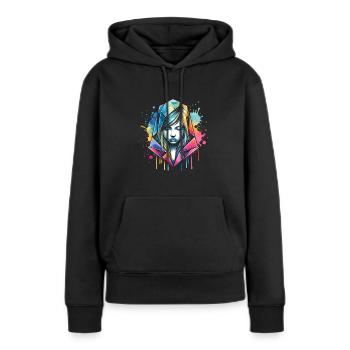 fille qui aime l’origami - Sweat à capuche Premium bio Femme - noir - Devant - Julia (174cm)
