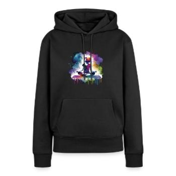 Mädchen, die Yoga lieben - Frauen Premium Bio Hoodie - Schwarz - Vorne - Julia (174cm)
