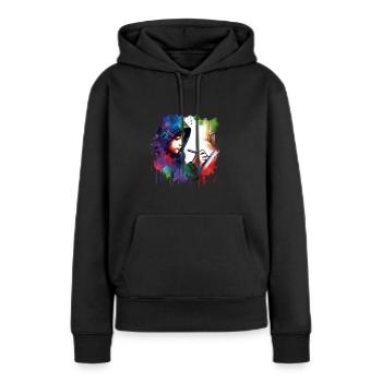Mädchen, die gerne zeichnen - Frauen Premium Bio Hoodie - Schwarz - Vorne - Julia (174cm)