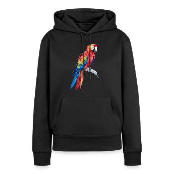 Aquarelle Coloré Écarlate Ara Perroquet Oiseau - Sweat à capuche Premium bio Femme - noir - Devant - Julia (174cm)