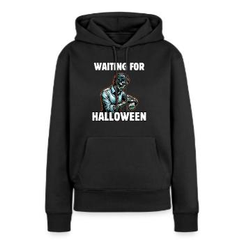En attendant Halloween - Sweat à capuche Premium bio Femme - noir - Devant - Julia (174cm)