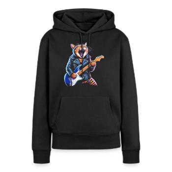 Rock Musik Katze Lustig Humor Geschenkidee - Frauen Premium Bio Hoodie - Schwarz - Vorne - Julia (174cm)