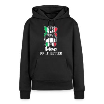 Italien Italie Drôle Dicton Idée Cadeau - Sweat à capuche Premium bio Femme - noir - Devant - Julia (174cm)