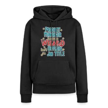 Assistant Chef de Produit - Sweat à capuche Premium bio Femme - noir - Devant - Julia (174cm)