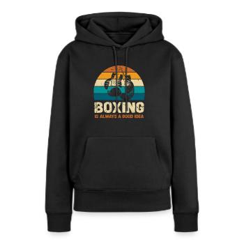 La boxe est toujours une bonne idée - Sweat à capuche Premium bio Femme - noir - Devant - Julia (174cm)