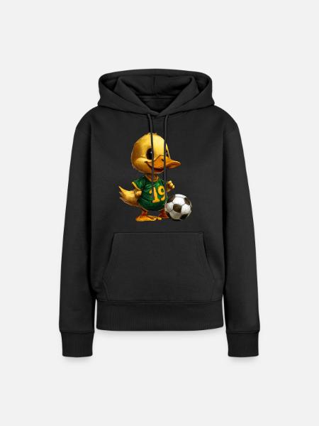Fussball Entchen - Frauen Premium Bio Hoodie - Schwarz