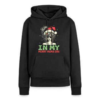Dans ma joyeuse époque maman Noël Mères Parents - Sweat à capuche Premium bio Femme - noir - Devant - Julia (174cm)