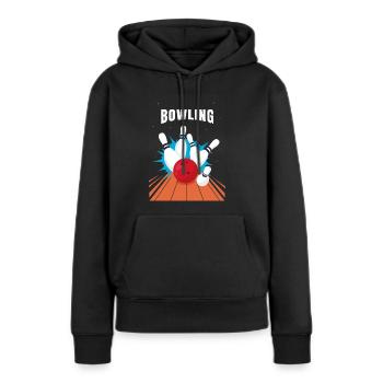 bowling - Sweat à capuche Premium bio Femme - noir - Devant - Julia (174cm)