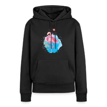 Flamant rose rose - Sweat à capuche Premium bio Femme - noir - Devant - Julia (174cm)