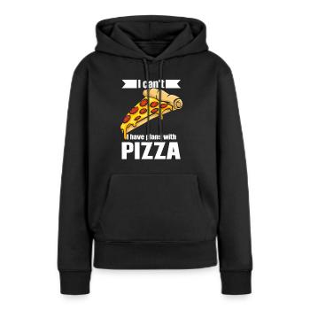 Pizza Pizzas Amateurs de pizza cadeau - Sweat à capuche Premium bio Femme - noir - Devant - Julia (174cm)