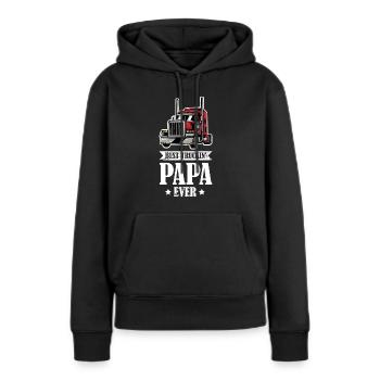 Camion papa camion camion camion cadeau - Sweat à capuche Premium bio Femme - noir - Devant - Julia (174cm)