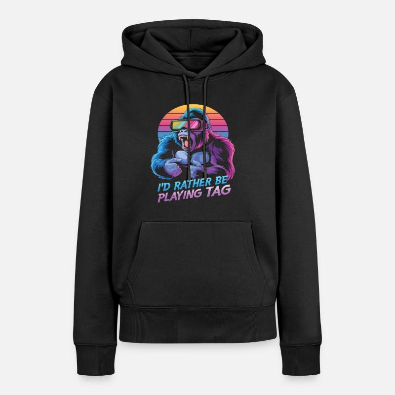 VR Tag Gaming Gorilla - Sweat à capuche Premium bio Femme - noir