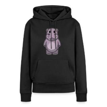 Süßes Tier Baby Nilpferd - Frauen Premium Bio Hoodie - Schwarz - Vorne - Julia (174cm)